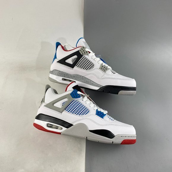 Air Jordan 4 Retro White and Blue Sneakers - Picture 3 of 10